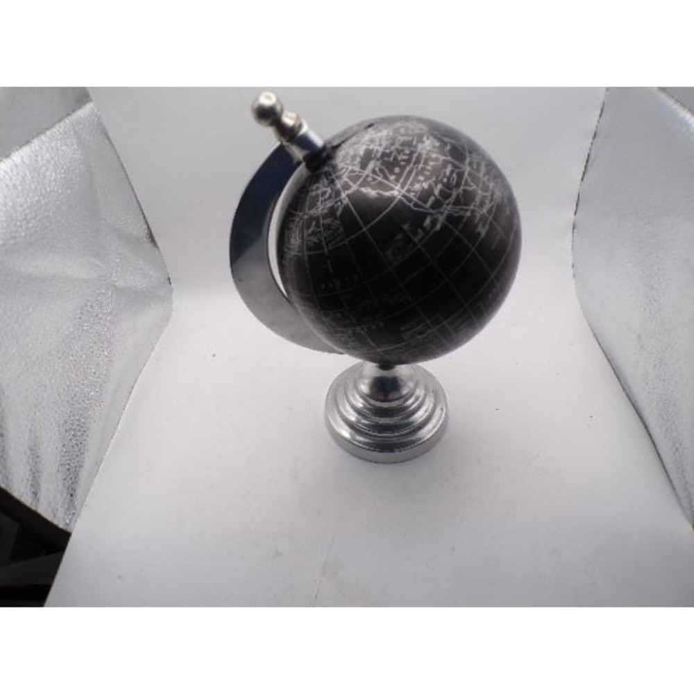 Decorative Desktop Globe World Map Stand Silver Base Vintage Style‎